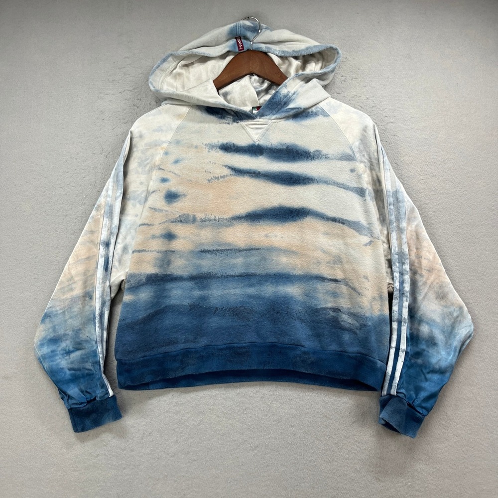 Hard Tail Hoodie Women S Blue White Tie Dye Fleece Casual Streetwear Pullover